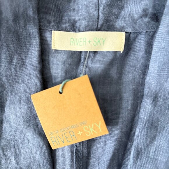 River + Sky Womens Day Trip Blazer Wash-Kingfisher Linen Blend Tie-Dye Size - Picture 4 of 11